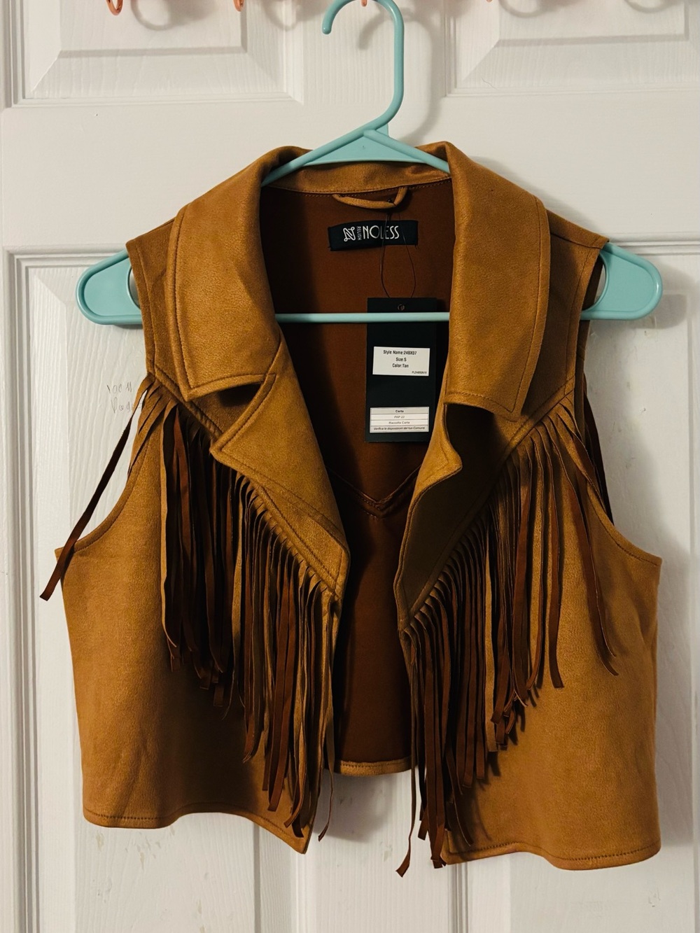NIC+ZOE Tan Suede-Style Fringe Vest